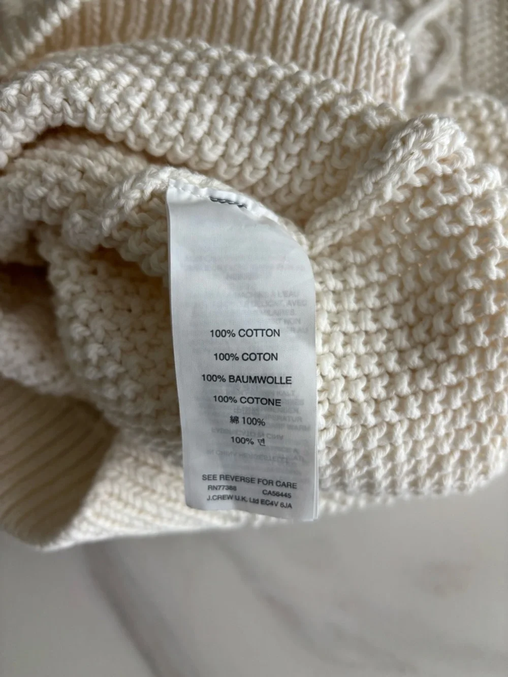 J. Crew Cream Cable Knit Sweater with Black Trim XS